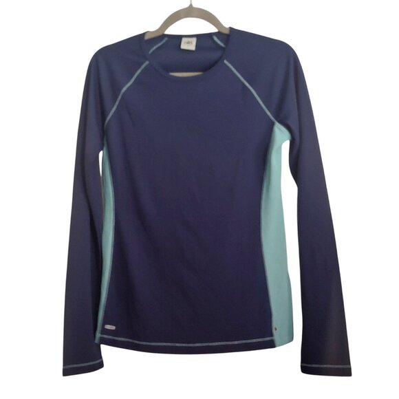 Alo Tops - Alo Yoga Top Large Blue/Teal Colorblock Cool Fit Long Sleeve Athleisure Running